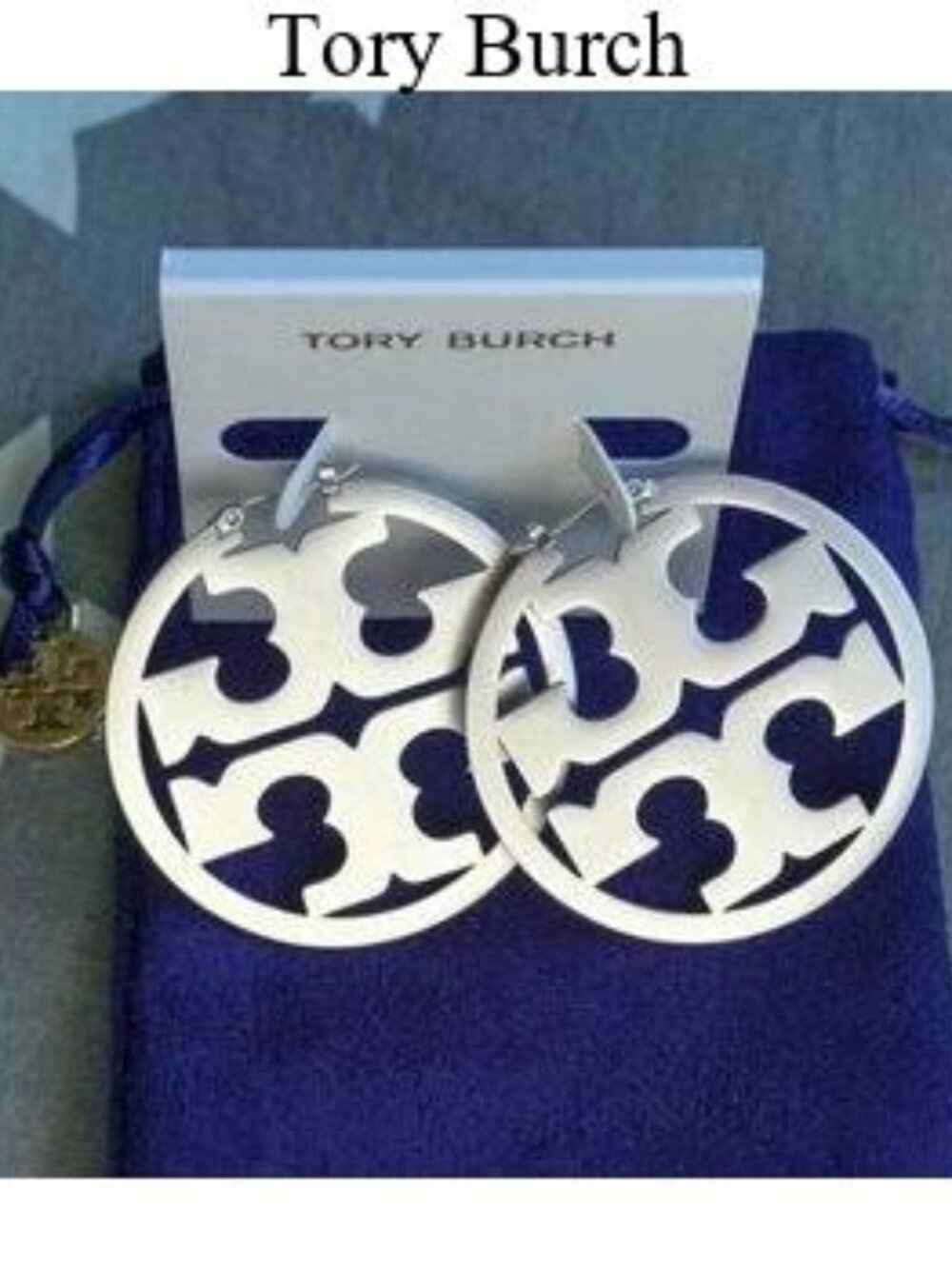 Tory Burch Miller Hoop Statement Earrings (Silver)